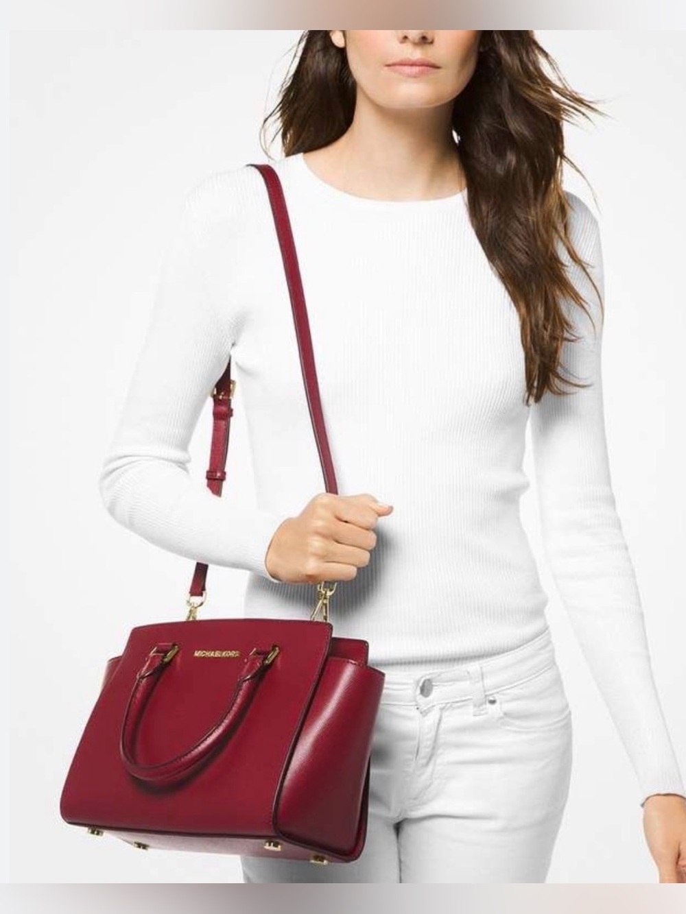 Michael Kors Red Patent Leather Tote/Satchel Crossbody
